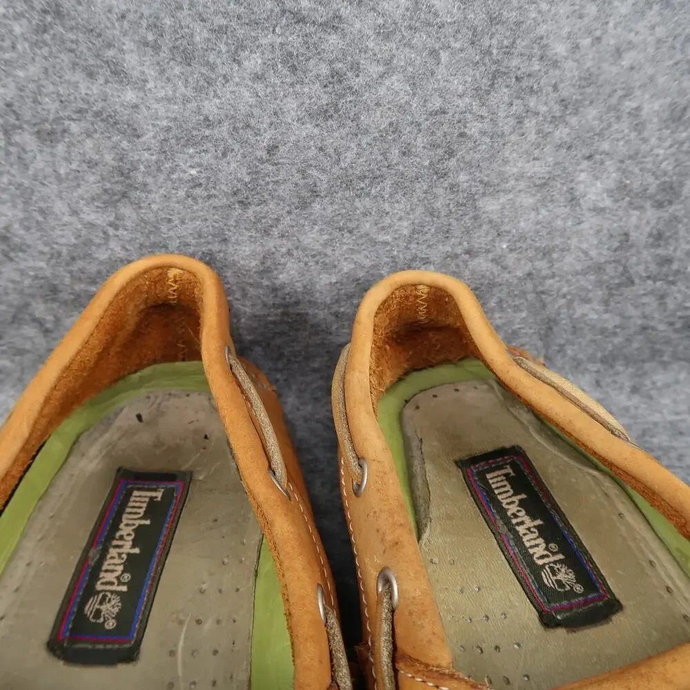 Timberland Boat Shoes Mens 9 Leather Casual Moc Toe Two Eye Brown Retro Classic